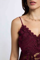 Crop top thin straps plum women