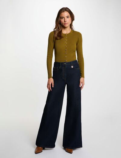 High-waisted wide-leg jeans blue women