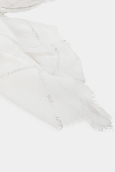 Scarf with check print ivory ladies'