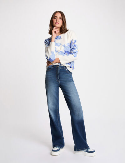 Floral print sweater sky blue women