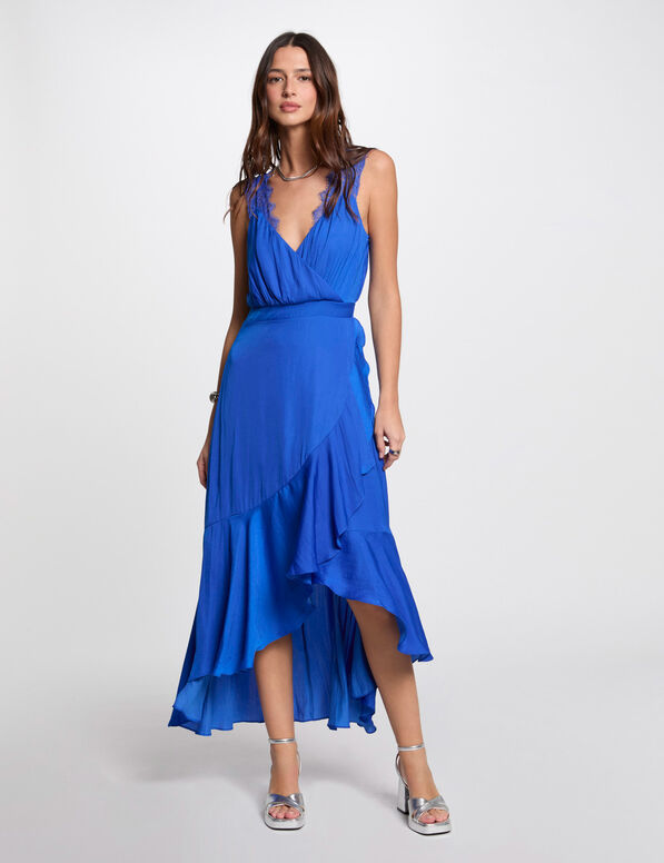 maxi loose straight dress electric blue women Maxi loose straight dress electric blue women