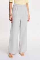 High-waisted wide-leg trousers light grey women