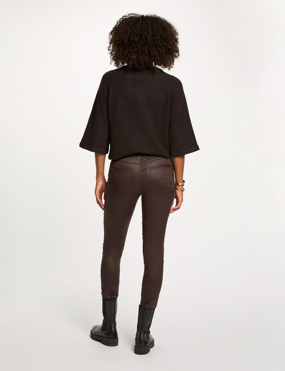 Jumper 3/4-length sleeves dark brown women