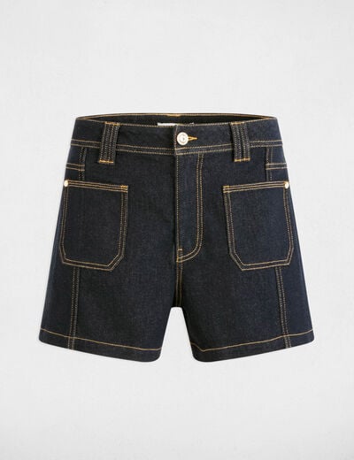 High-waisted denim short raw denim women