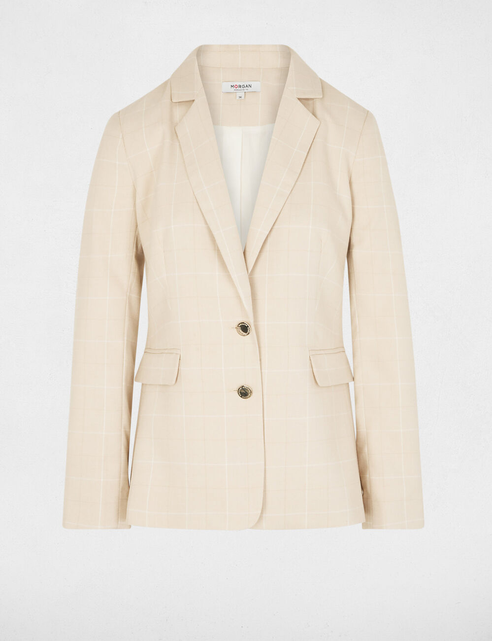 Tailored collar blazer beige women