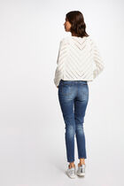 Long-sleeved cardigan openwork details ecru women