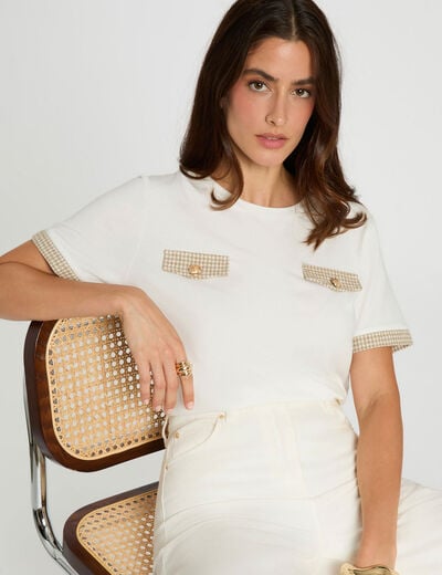 Cropped t-shirt with round neck white women