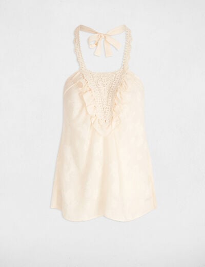 Top with lace detail cream women