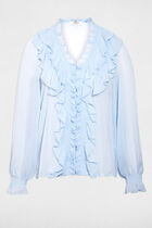 Flowy v-neck shirt sky blue women
