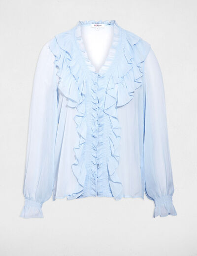 Flowy v-neck shirt sky blue women