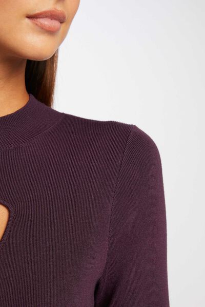Long-sleeved jumper with opening plum ladies'