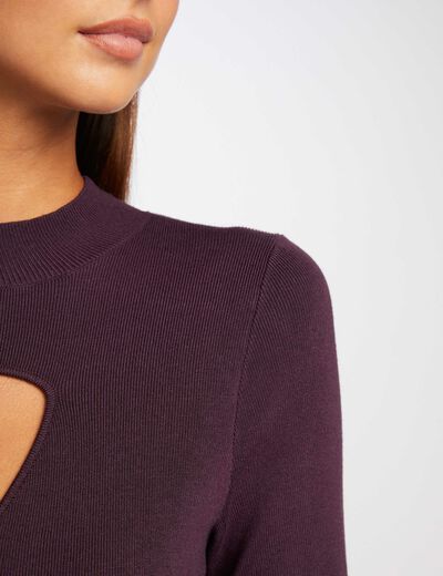 Long-sleeved jumper with opening plum ladies'