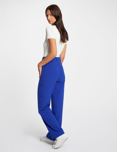 Straight trousers with darts electric blue ladies'