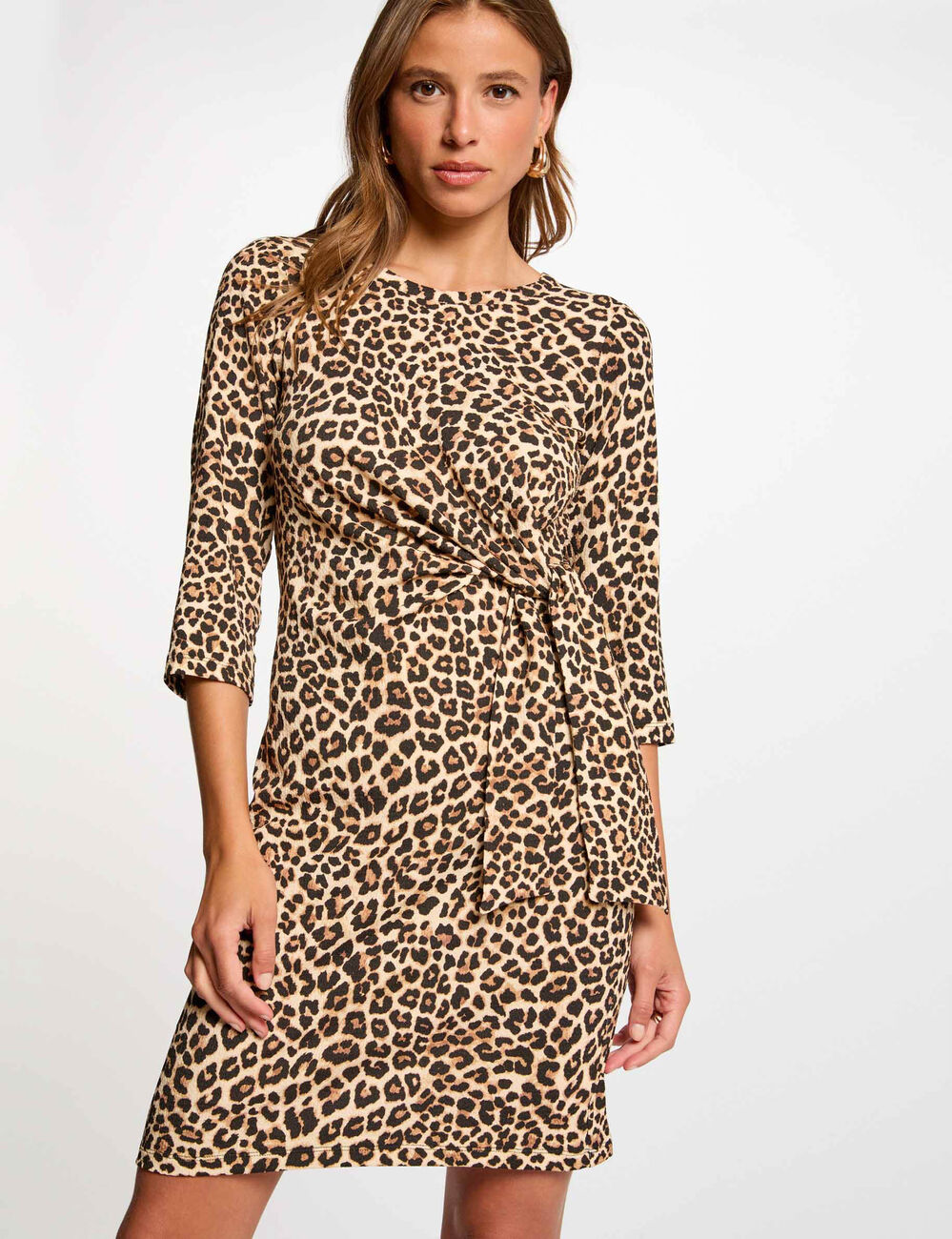 Robe courte ajustée imprimée multicolore femme