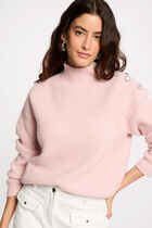 Long-sleeved jumper with buttons light pink women