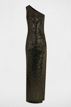 Asymmetrical maxi dress gold women