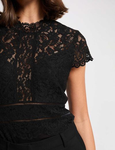 Lace high neck bodysuit black women