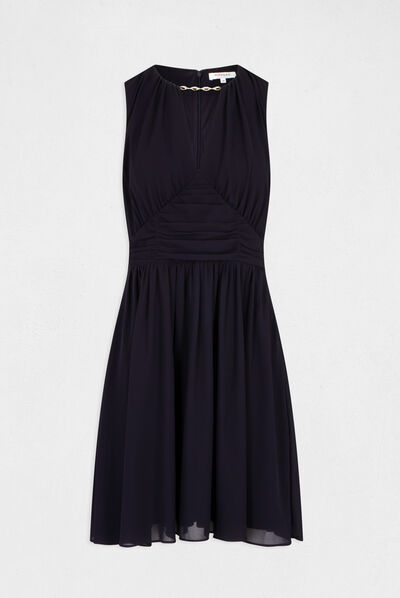 Skater dress with chain detail navy ladies'