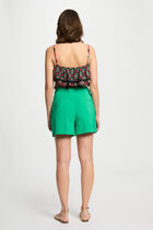 Loose shorts with buttons emerald green women