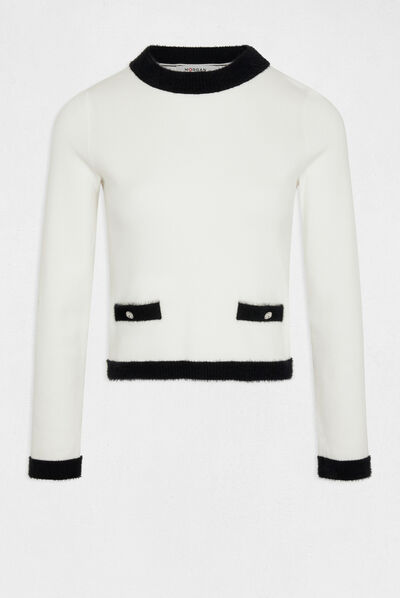 Long-sleeved jumper with round neck ecru ladies'