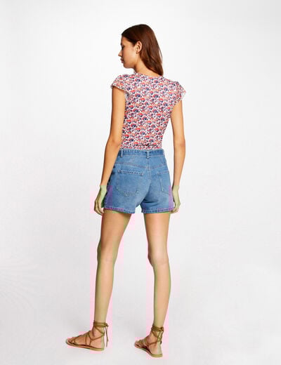 Short-sleeved t-shirt floral print pink women