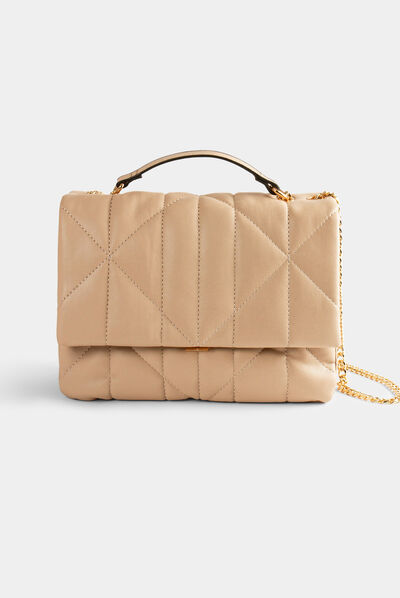 Clutch bag with quilted effect taupe ladies'