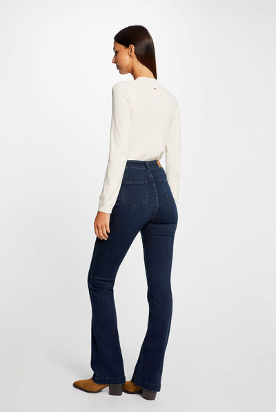 Long-sleeved jumper with opening ivory ladies'