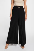 Pleated wide leg trousers black women
