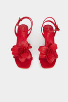 Faux leather sandals red women