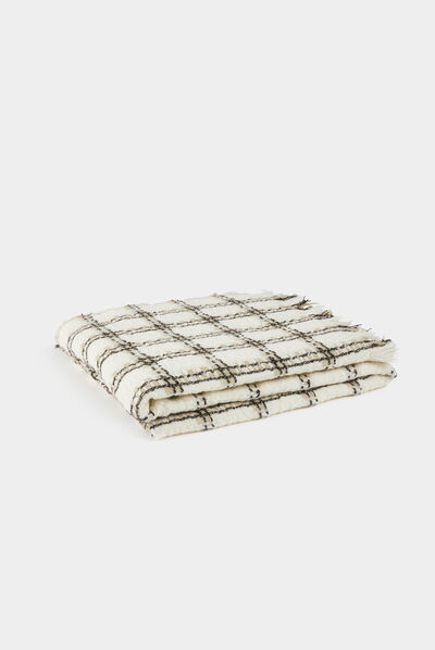 Check print scarf beige ladies'