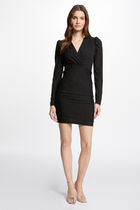Draped fitted midi dress black women