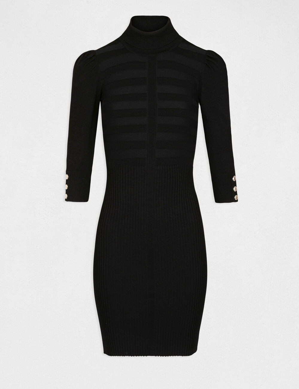 Fitted jumper dress with turtleneck black women