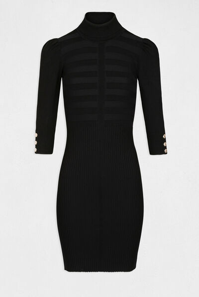 Fitted jumper dress with turtleneck black ladies'