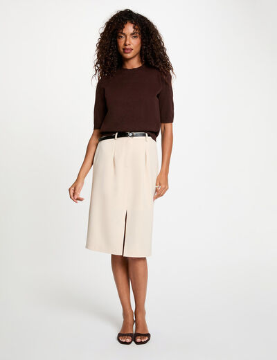 High-waisted pencil skirt beige women