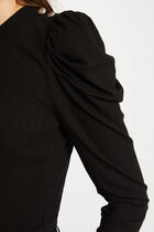Ribbed long-sleeved t-shirt black women