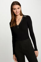 Jumper collar jewelled details black women