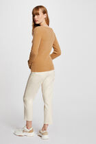 Pull manches longues maille duveteuse camel femme