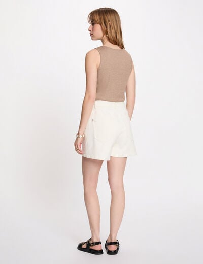 Jewel neck tank top taupe women