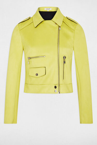 Zipped short suede jacket medium yellow ladies'
