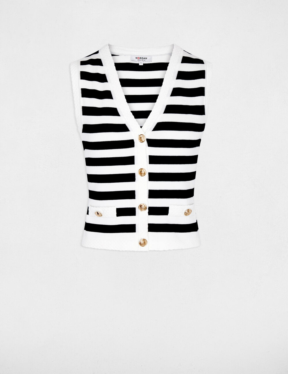Striped sleeveless cardigan white women