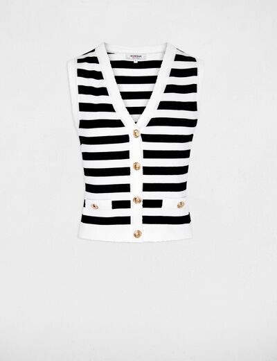 Striped sleeveless cardigan white women