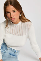 Pull col montant blanc femme