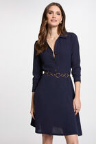 Mini loose straight dress navy blue women