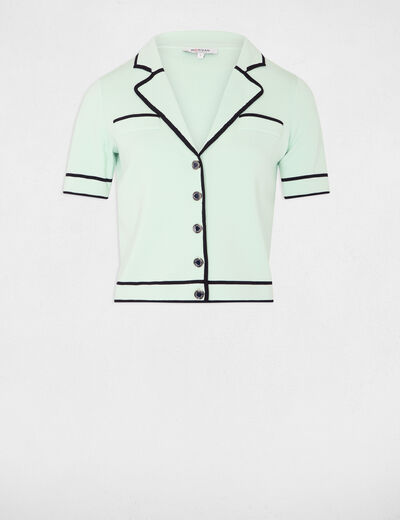 Cardigan short sleeves light green women