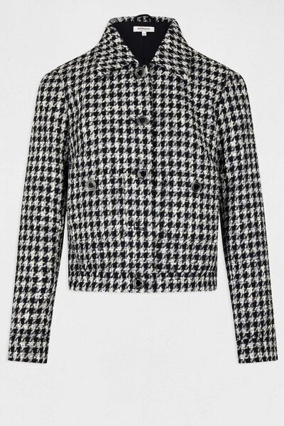 Straight jacket with houndstooth print black ladies'