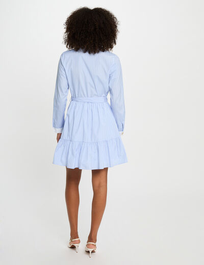 Striped A-line mini dress sky blue women