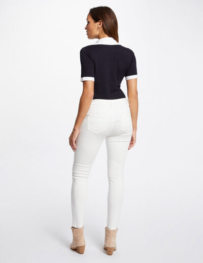 Cropped skinny trousers with 5 pockets ecru ladies'
