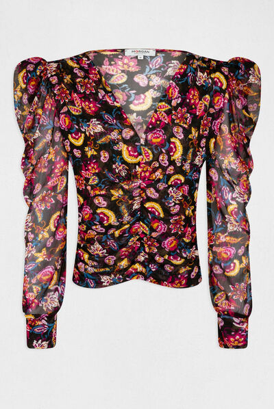 Long-sleeved printed t-shirt multico ladies'
