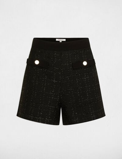 Fitted tweed shorts black women