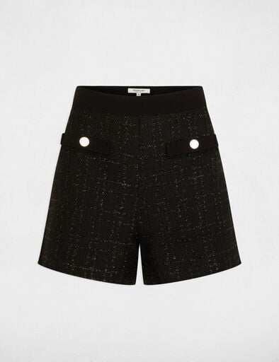 short ajuste tweed noir femme Short ajusté tweed noir femme